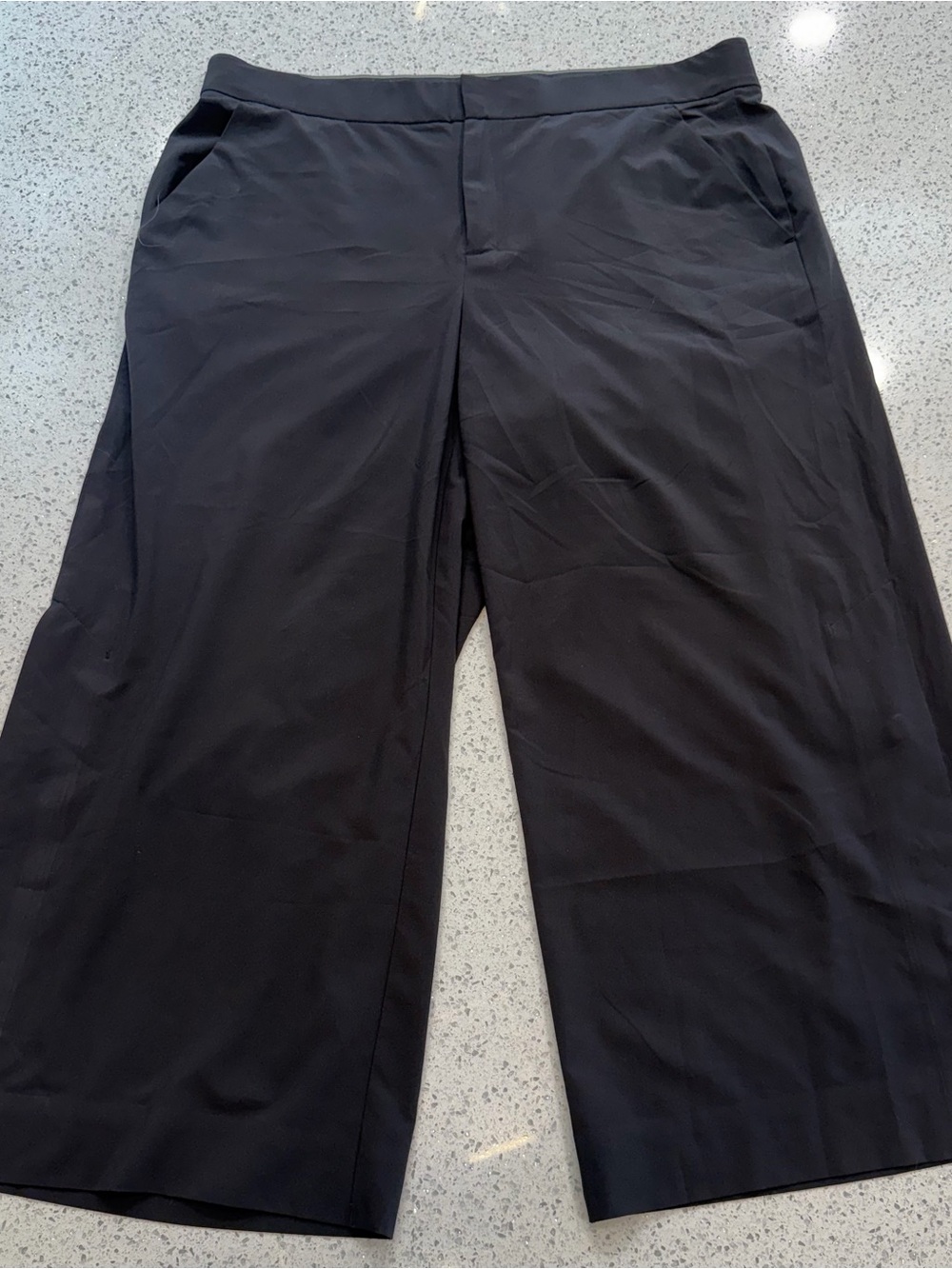 Women's Athleta Black Stretch Wide-Leg Pants w/ Snap Lower-leg Details
